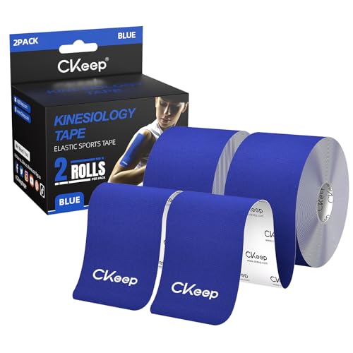 CKeep Uncut Blue Kinesiology Tape 2 Rolls - Premium Elastic Athletic Tape