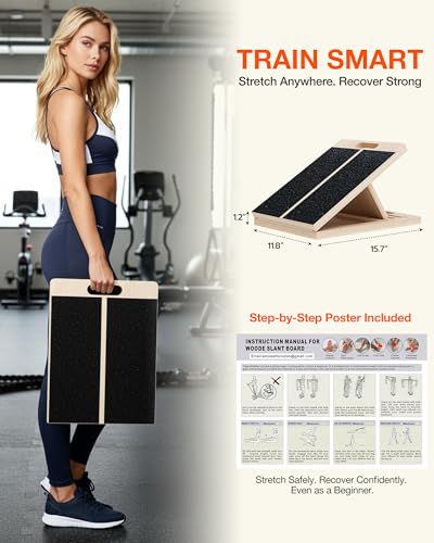 Portable Wooden Slant Board for Calf Stretching - Wood