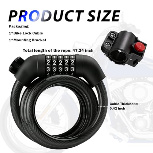 4FT Resettable Bike Lock Cable - Anti-Cut Security for Bicycles