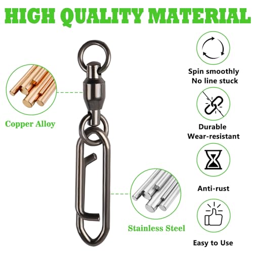 25 Pcs Fishing Speed Clips with Ball Bearing Swivels - 44lb