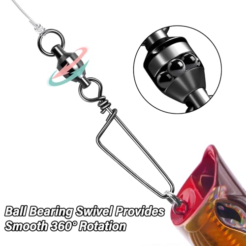 Fishing Snap Swivels - High Strength Ball Bearing - 49LB, 10pcs