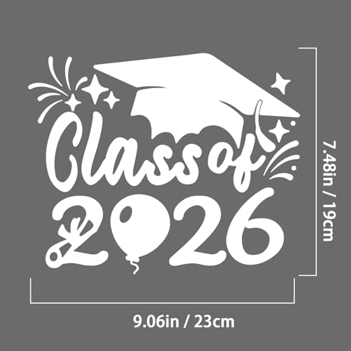 Class of 2026 Graduation Vinyl Car Decal & Hat Sticker Set - White