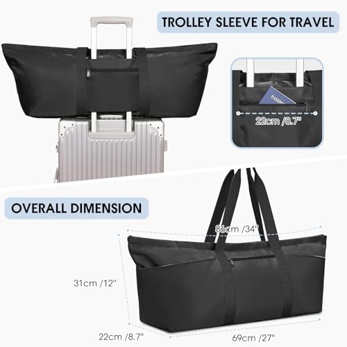 Large Yoga Mat Bag with Trolley Sleeve & Wet Pocket - Black