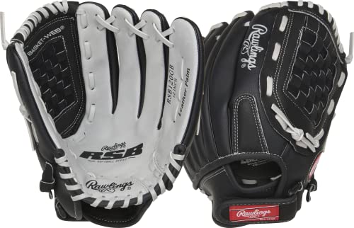 Rawlings 12" Adult Slowpitch Softball Glove - Black/Grey Basket Web, Right Hand Throw
