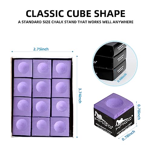 Low-Dust Pool Cue Chalk - 12-Pack Billiard Chalk - Purple