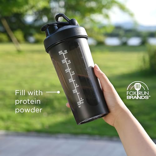 20oz Shaker Bottle with Whisk & Measurements - Black