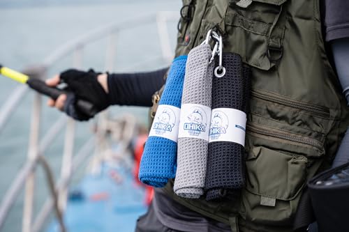 Microfiber Fishing Towels - 16” x 16”, Pack of 3 - Black, Grey, Blue