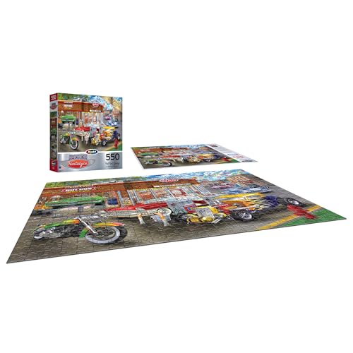 RoseArt American Nostalgia Hot Rod Garage 550 Piece Jigsaw Puzzle - Retro Car Scene