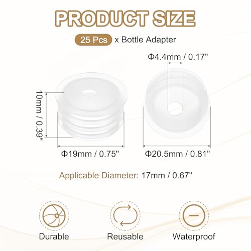 Clear Bottle Adapter Plugs - 0.67" x 0.17" - 25 Pcs