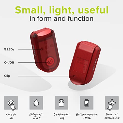 Clip-On LED Running Light - 2 Pack Safety Strobe for Runners - Ruby Red