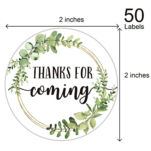 2-Inch Thank You Stickers - Greenery Floral Party Favor Labels, 50 Pack