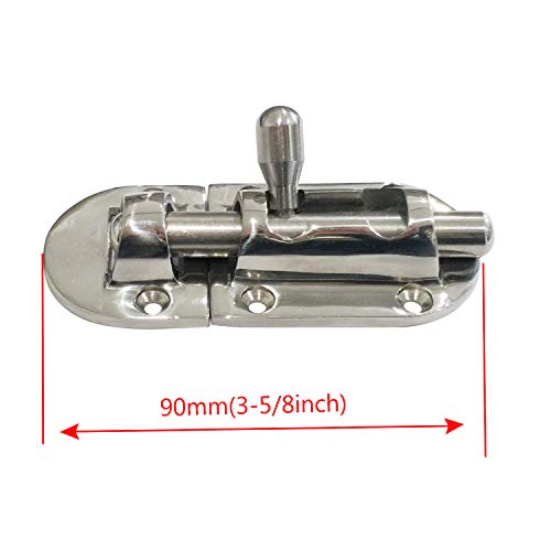 Marine 316SS 3-5/8in Locker Latch Slide Barrel Bolt for Boat Window/Door/Cabinet (Ke ehui) 90mm