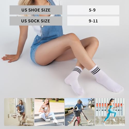 Ankle Quarter Socks for Women - 3 Pairs Solid White + 2 Pairs Striped
