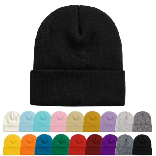 Knit Beanie Hat for Men & Women - Black Classic Fisherman Cap