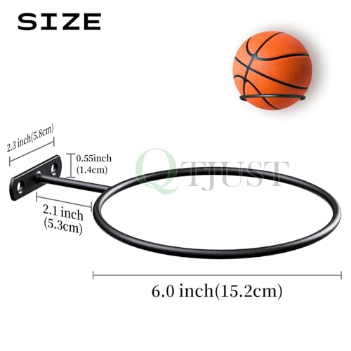Wall-Mounted Metal Ball Holder - 4 Heavy-Duty Racks for Sports Gear