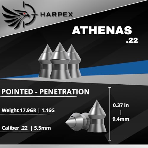 .22 Cal Airgun Pellets - 17.9 Grain Pointed Design - 200 Count