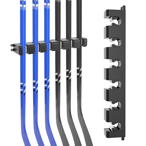 Hikeen 1pc Hockey Stick Wall Mount Organizer, 6-Stick Display & Secure Clamp