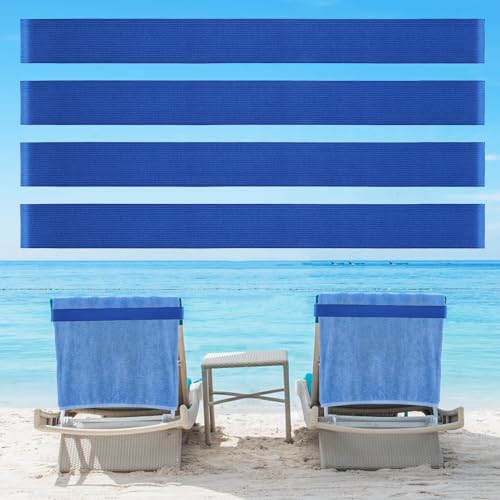Towel Bands - 4 Pack, Stretchable Beach & Cruise Accessories - Blue
