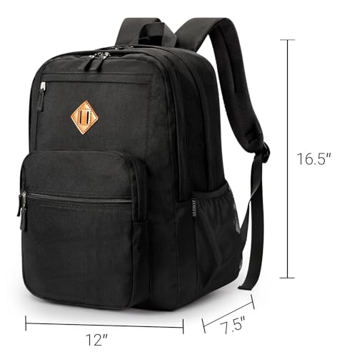 26L Black Water-Resistant Backpack for School & Travel