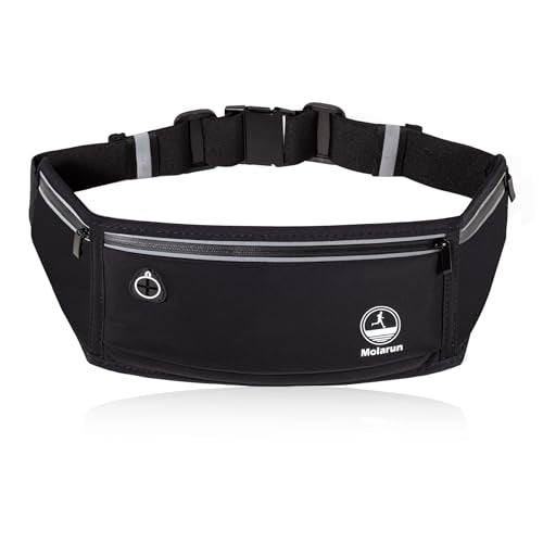 Slim Running Belt Fanny Pack - Water Resistant Phone Holder - Black