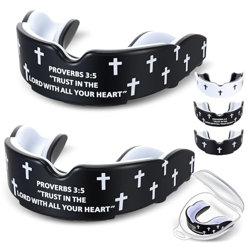 Christian Mouth Guards for Sports - 2 Pack Black & Proverb
