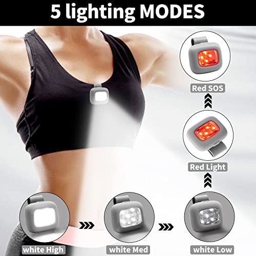 LED Running Lights for Safety - 5 Modes Mini Flashlights (2 Pack)