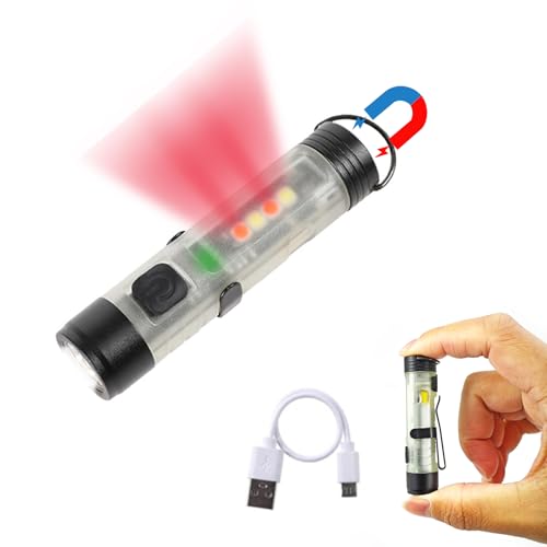 Rechargeable Keychain Flashlight 300 Lumen USB-C EDC Light with Pocket Clip