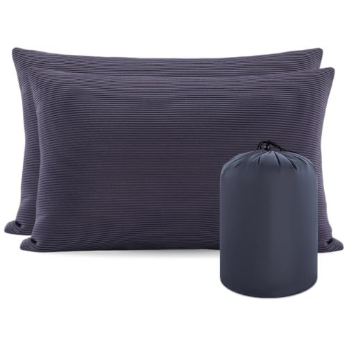 MOON LENCE Grey Medium 2 Pack Camping & Travel Pillows with Washable Covers