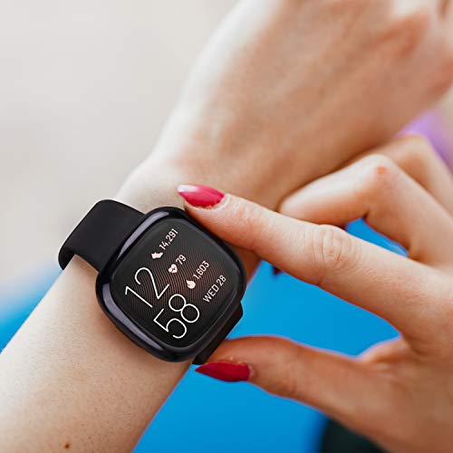 Soft TPU Screen Protector Case for Fitbit Sense & Versa 3 - 2 Pack Black