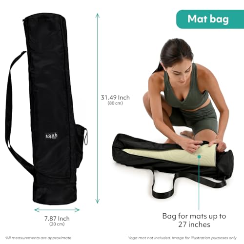 Yoga Mat Bag – Waterproof Crossbody Carrier with Multi Pocket - Black 29.5 Inch