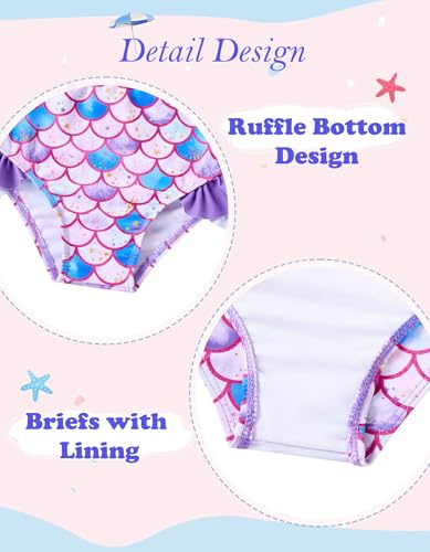 Mermaid Bikini Set for Girls - 2 Piece Ruffle Swimsuit, Scale - 4-5T