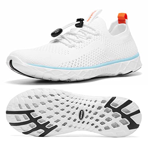 Women's Stylish Water Shoes with Arch Support - White/Aqua