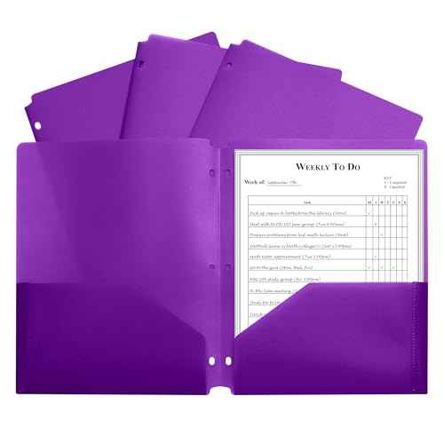C-Line Two-Pocket Heavyweight Poly Portfolio Folder with Three-Hole Punch, Box of 25, Purple (33939-25)