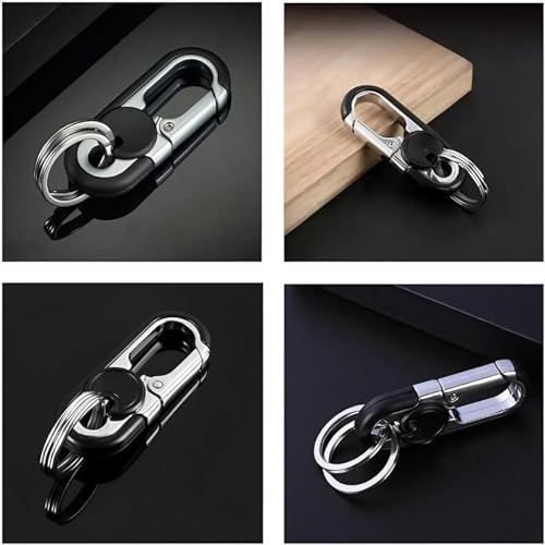Personalized Stainless Steel Car Keychain Set - Black, Blue, Orange