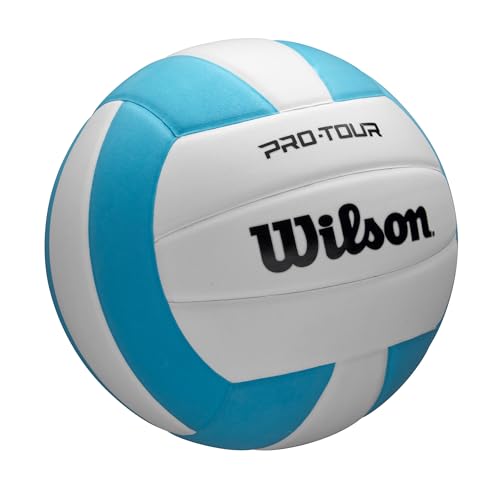 Wilson Pro Tour Indoor Volleyball Teal/White - Official Size & Weight, Durable Synthetic Leather