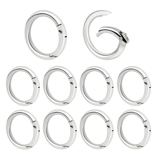 10 Pack Round Spring O Rings - Metal Carabiner Snap Hooks for Handbags