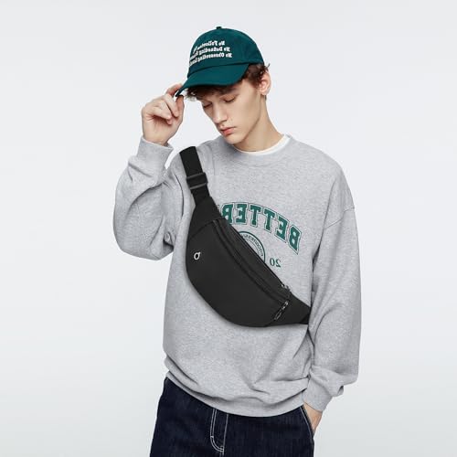 Lightweight Fanny Pack Waist Bag with Pockets - Black
