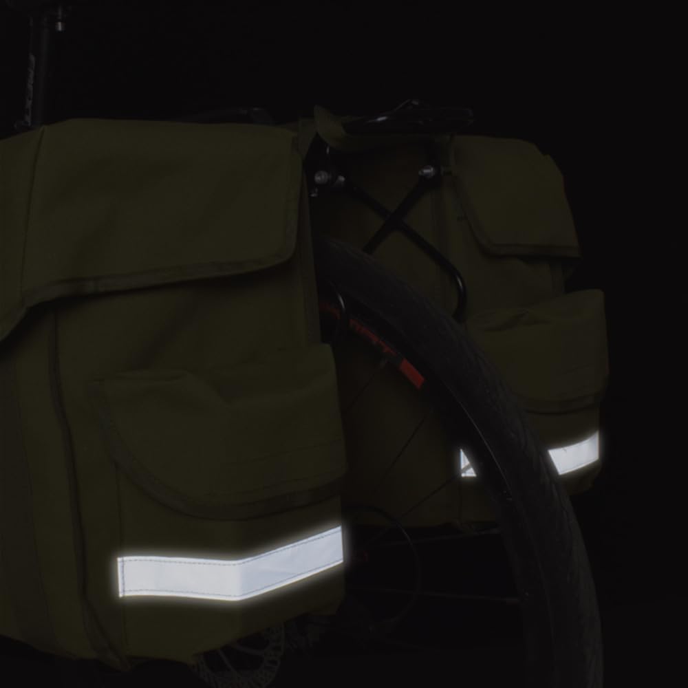 UNISTRENGH Bike Panniers Double Side Tail Bag Waterproof Canvas Bike Rear Rack Bag Large Capacity Cargo Saddle Rack Trunk Equipment Pack for Mountain Bike Riding Cycling (Military Green_50L)