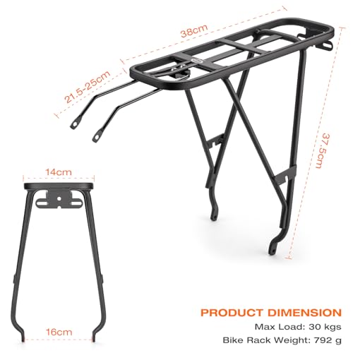 CXWXC Bike Cargo Rack 26-27.5 Inch for Disc & Non-Disc Brake Mountain & Touring Bikes