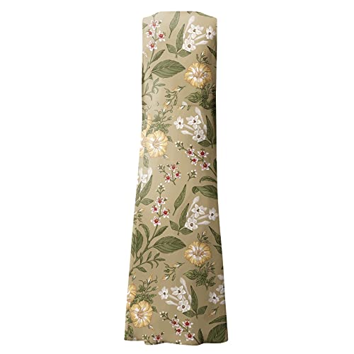 Floral Printed Sleeveless Dress for Women - Casual Long with Pockets, XX-Large Green