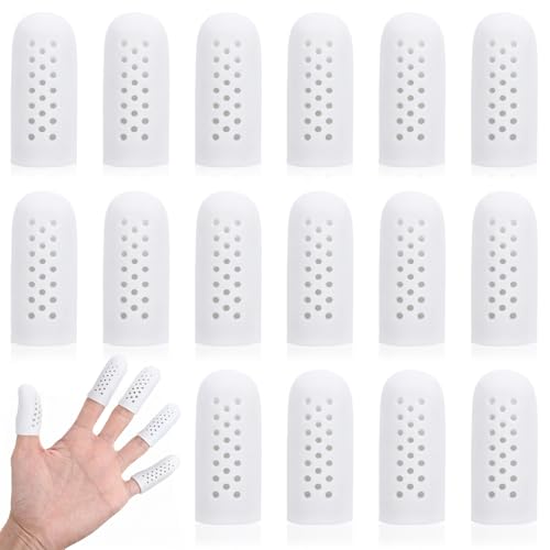 16 Pcs Breathable Silicone Finger Cots - White Finger Protectors