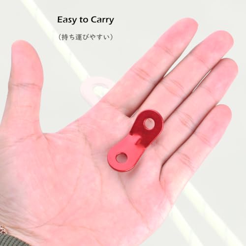 Guyline Cord Adjuster Tensioner - Aluminum Alloy, 2 Holes, Red (12 Pack)