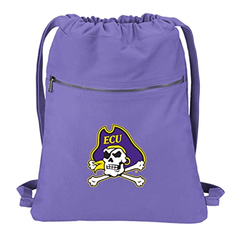 ECU Drawstring Backpack - Purple | Cotton Canvas, Zipper Pocket