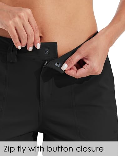 Willit Women's 7" Quick Dry Water-Resistant Golf & Hiking Shorts Black, Casual Summer with Pockets