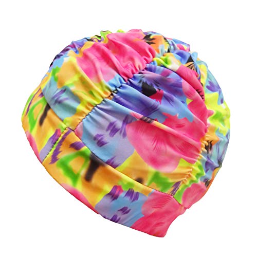 Pleated Swim Cap for Long Hair - Non-Waterproof Bathing Cap