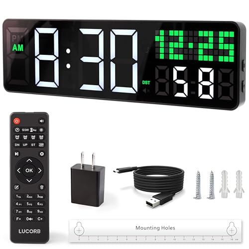 Digital Gym Clock with Remote Control - 12" Workout Timer
