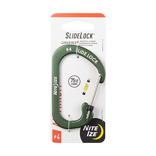 SlideLock Carabiner - Size #4 - Olive Aluminum Key Clip