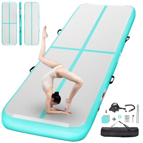 10ft Inflatable Gymnastics Mat - 4in Thick Light Green