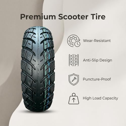 BISHUNCHI 3.50-10 Off-Road Tubeless Scooter Tire - Thickened Anti-Skid 10 Inch Replacement, Variant 1