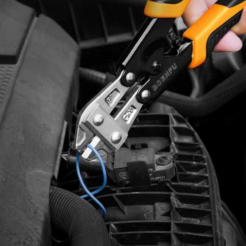 BOENFU Small Bolt Cutters 8 inches 210mm Heavy Duty Wire Cutters Spring Loaded Chrome Vanadium Steel Blade for Wire, Cables, Chains, Small Screws, Orange
